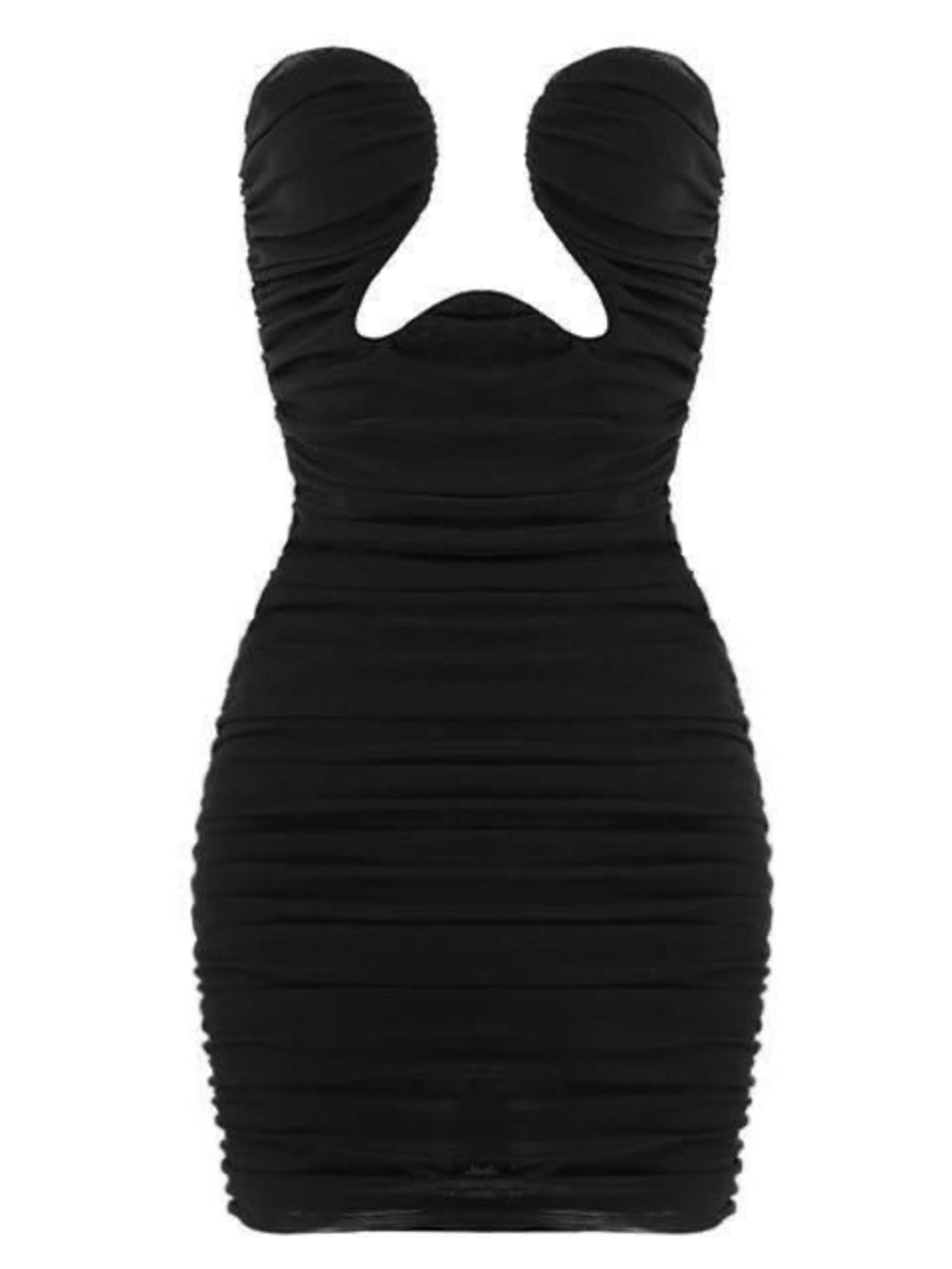 Black Ruched Cutout Mini Dress - Women